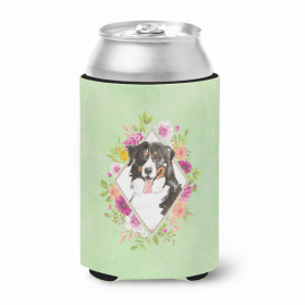 Bernese Mountain Dog 3 Green Flowers Portrait Can Hugger