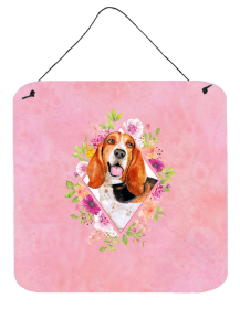 Basset Hound Flowers Design Wall or Door Hanging Prints