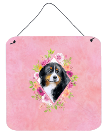 Bernese Mountain Dog Flowers Design Wall or Door Hanging Prints