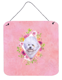 Bichon Frise #2 Flowers Design Wall or Door Hanging Prints