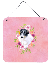 Borzoi/Russian Wolfhound Flowers Design Wall or Door Hanging Prints