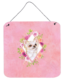 Chihuahua - Long Hair Flowers Design Wall or Door Hanging Prints