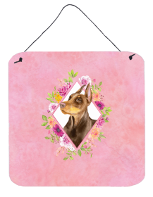 Doberman Flowers Design  Wall or Door Hanging Prints