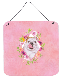 Bulldog Flowers Design Wall or Door Hanging Prints