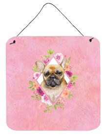 French Bulldog - Fawn Flowers Design Wall or Door Hanging Prints