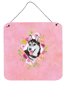 Siberian Husky #1 Flowers Design  Wall or Door Hanging Prints