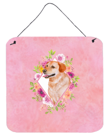 Labrador Retriever - Yellow Flowers Design Wall or Door Hanging Prints