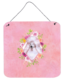 Poodle - Standard - White Flowers Design  Wall or Door Hanging Prints