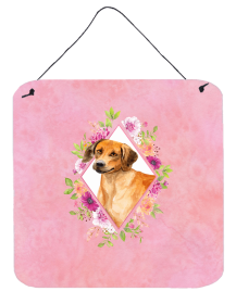 Rhodesian Ridgeback Flowers Design Wall or Door Hanging Prints