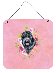 Black Russian Terrier Flowers Design Wall or Door Hanging Prints