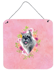 Schnauzer Flowers Design  Wall or Door Hanging Prints