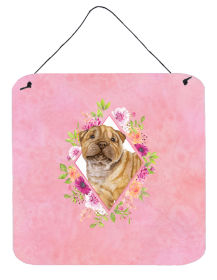 Shar Pei Flowers Design  Wall or Door Hanging Prints