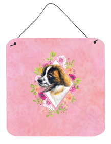 Saint Bernard #2 Flowers Design  Wall or Door Hanging Prints