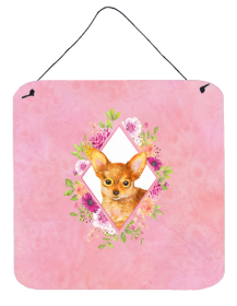 Russian Toy Terrier Flowers Design Wall or Door Hanging Prints