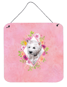 West Highland White Terrier Flowers Design  Wall or Door Hanging Prints