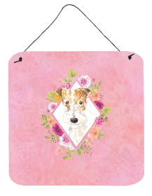 Fox Terrier Flowers Design  Wall or Door Hanging Prints