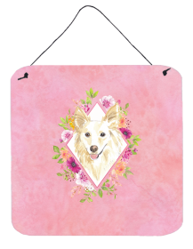 Collie - White Flowers Design  Wall or Door Hanging Prints