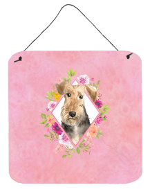 Airedale Terrier Flowers Design Wall or Door Hanging Prints