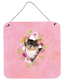 Chihuahua - Longhaired Flowers Design Wall or Door Hanging Prints