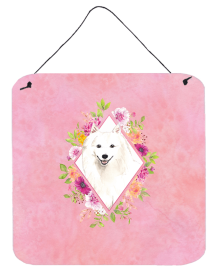 Japanese Spitz Flowers Design  Wall or Door Hanging Prints