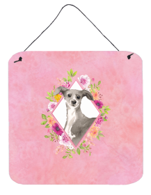 Italian Greyhound 1 Flowers Design  Wall or Door Hanging Prints