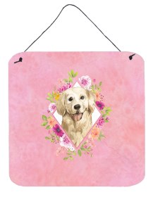 Golden Retriever 1 Flowers Design Wall or Door Hanging Prints