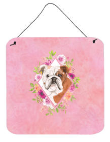 Bulldog 1 Flowers Design Wall or Door Hanging Prints