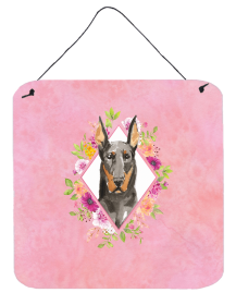 Doberman 1 Flowers Design  Wall or Door Hanging Prints