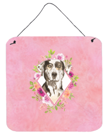 Catahoula Leopard Dog Flowers Design  Wall or Door Hanging Prints