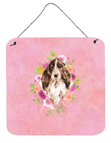 Cocker Spaniel - Brown Parti Flowers Design  Wall or Door Hanging Prints