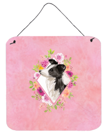 Border Collie Flowers Design Wall or Door Hanging Prints