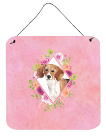 Beagle 1 Flowers Design Wall or Door Hanging Prints