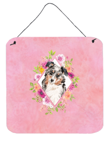 Australian Shepherd Flowers Design Wall or Door Hanging Prints