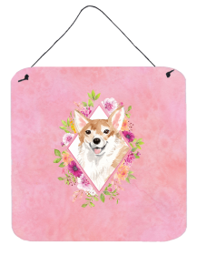 Corgi 1 Flowers Design Wall or Door Hanging Prints