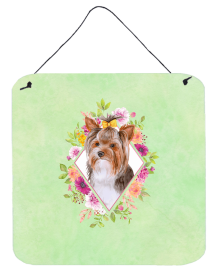 Yorkshire Terrier Flowers Design Wall or Door Hanging Prints