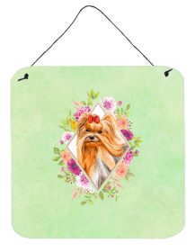 Yorkshire Terrier 2 Flowers Design Wall or Door Hanging Prints