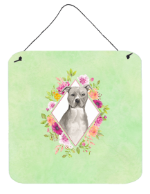 Pit Bull 2 Flowers Design  Wall or Door Hanging Prints