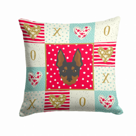 Toy Fox Terrier Art Love Design Fabric Decorative Pillow