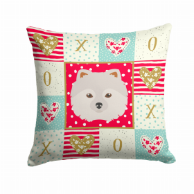 Japanese Spitz Art Love Design Fabric Decorative Pillow