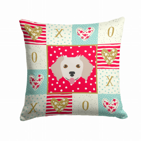 Small Greek Domestic Dog (Kokoni) Art Love Design Fabric Decorative Pillow