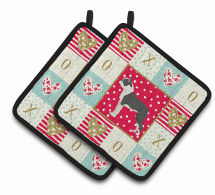 Boston Terrier 1 XOXO Pair of Potholders