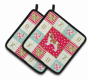 Cavalier King Charles Spaniel - Blenheim XOXO Pair of Potholders