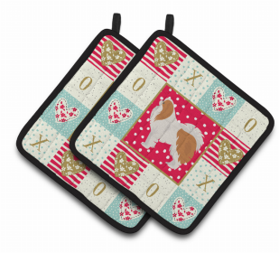 Japanese Chin #1 XOXO Pair of Potholders