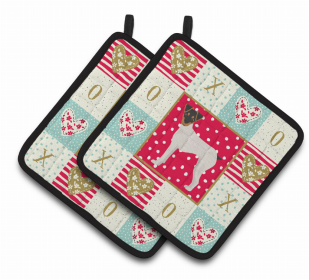 Japanese Terrier XOXO Pair of Potholders