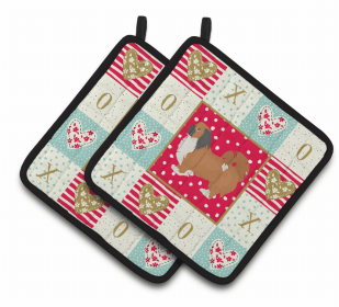 Pekingese 1 XOXO Pair of Potholders