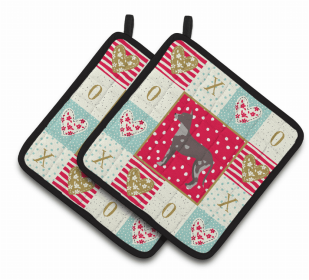 Peruvian Hairless Dog XOXO Pair of Potholders