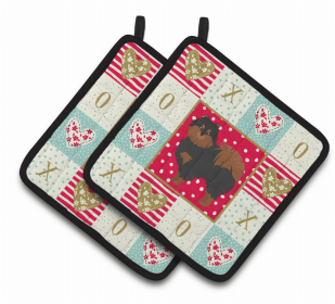 Pomeranian #2 XOXO Pair of Potholders