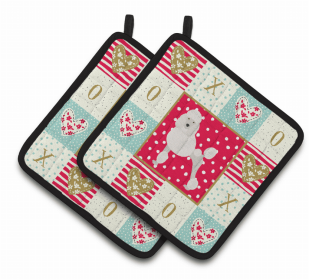 Poodle 1 XOXO Pair of Potholders