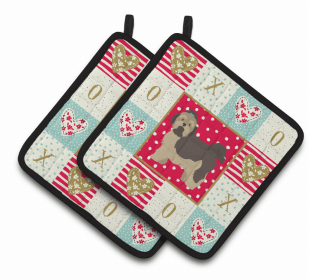 Russian Lapdog XOXO Pair of Potholders