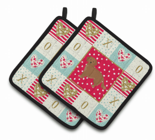 Small Greek Domestic Dog (Kokoni) XOXO Pair of Potholders